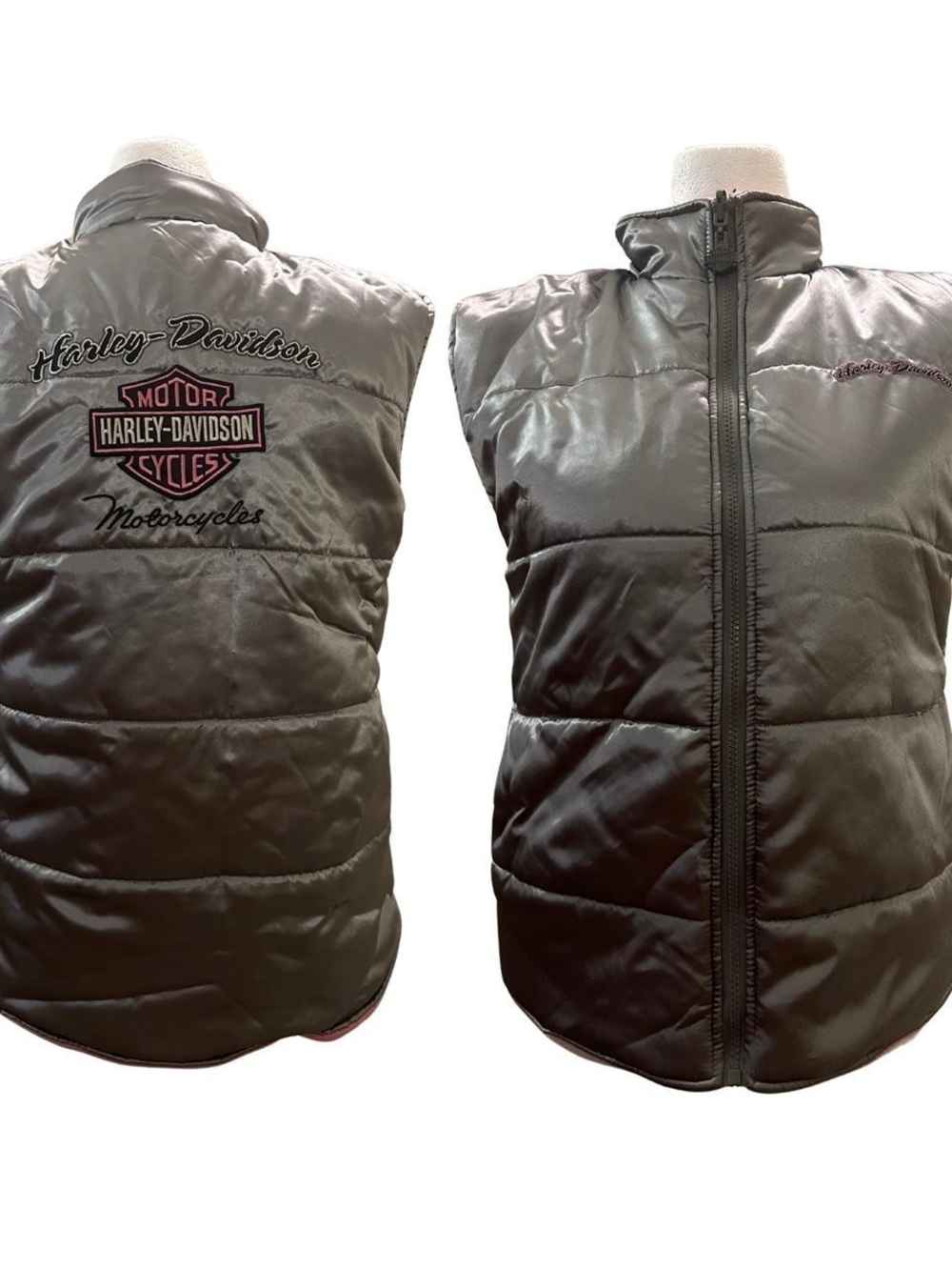 Harley-Davidson Metallic Silver and Pink Reversable Vest